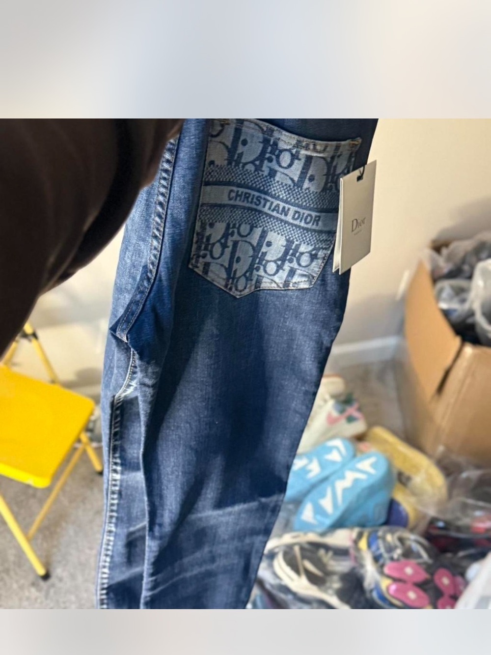 Dior Men’s Dark Blue Straight Jeans with Logo Pocket - Picture 7 of 7